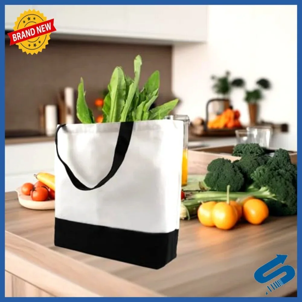 Blank Canvas Tote Bags for Sublimation DIY Crafting Polyester Reusable Grocery